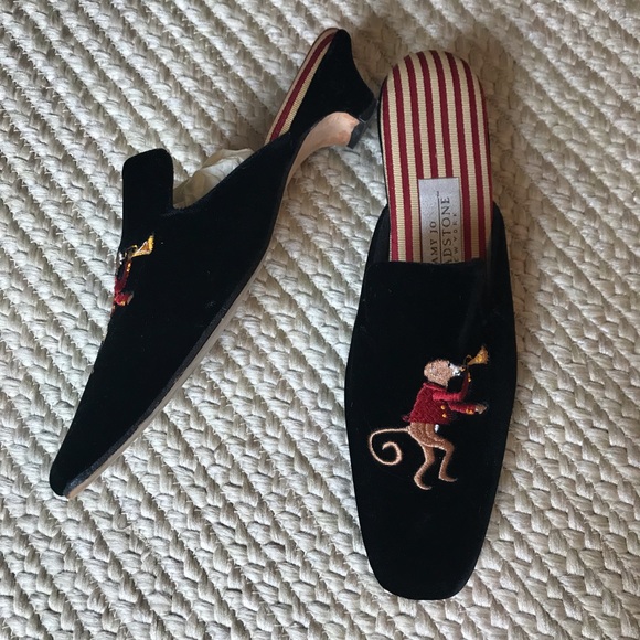 Amy Jo Gladstone Black Velvet Mules Sz 5 - Picture 8 of 10